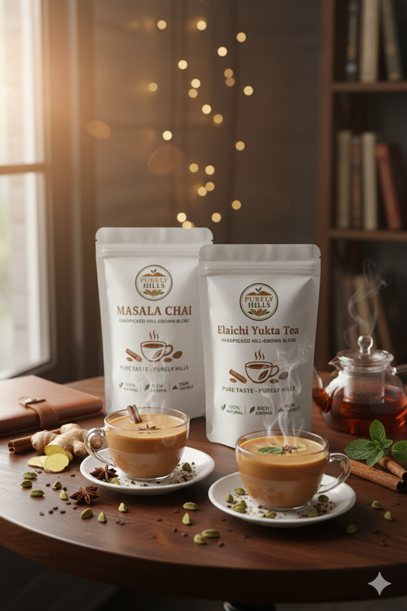 Purely Hills Combo Pack – Masala Chai & Elachi Yukta Tea