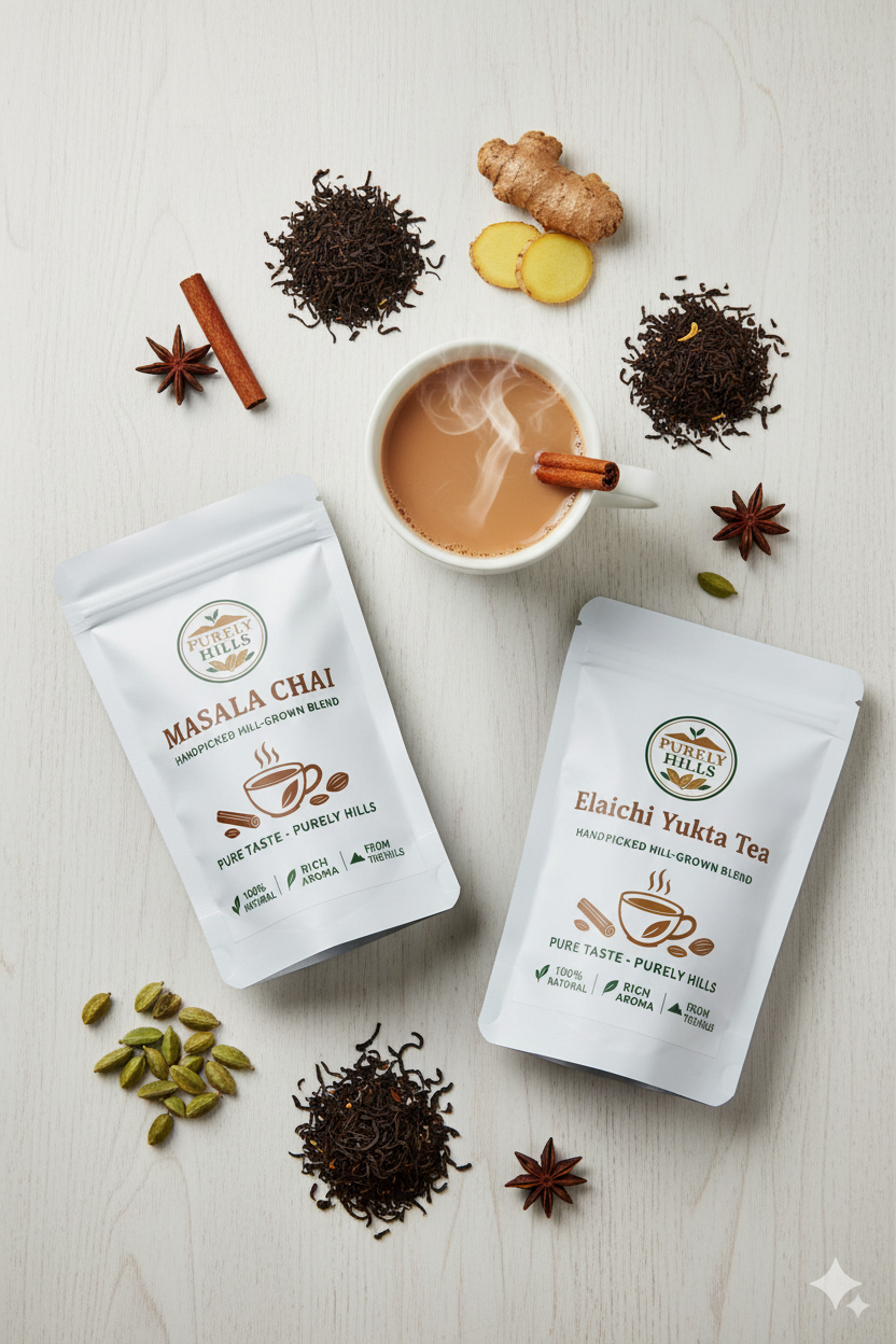 Purely Hills Combo Pack – Masala Chai & Elachi Yukta Tea